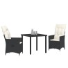 Ensemble de salle à manger pour jardin 3 pcs Noir polyrotin 563674563674