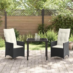Ensemble de salle à manger pour jardin 3 pcs Noir polyrotin 563674563674
