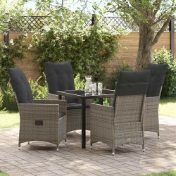 Ensemble de salle à manger pour jardin 5 pcs Gris polyrotin 563675563675