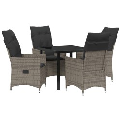 Ensemble de salle à manger pour jardin 5 pcs Gris polyrotin 563675563675