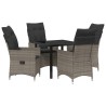 Ensemble de salle à manger pour jardin 5 pcs Gris polyrotin 563675563675