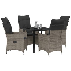 Ensemble de salle à manger pour jardin 5 pcs Gris polyrotin 563675563675