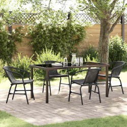 Ensemble de salle à manger pour jardin 5 pcs Noir 563676563676