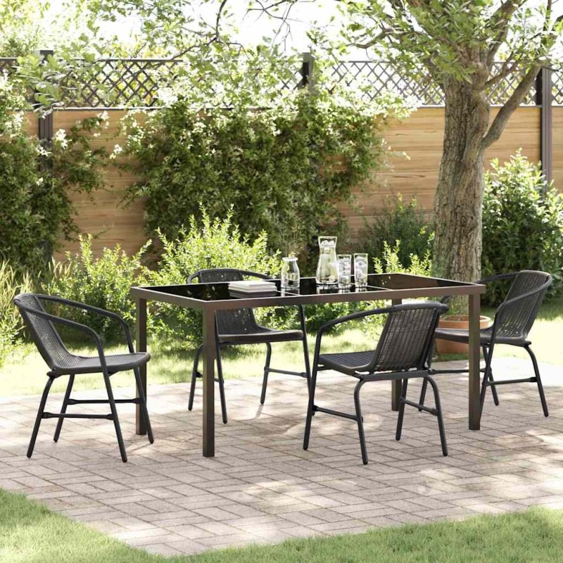 Ensemble de salle à manger pour jardin 5 pcs Noir 563676563676