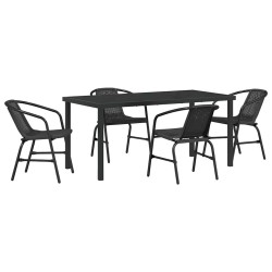 Ensemble de salle à manger pour jardin 5 pcs Noir 563676563676