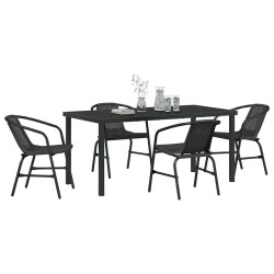 Ensemble de salle à manger pour jardin 5 pcs Noir 563676563676