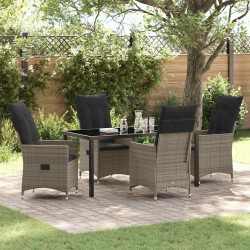 Ensemble de salle à manger pour jardin 5 pcs Gris polyrotin 563677563677