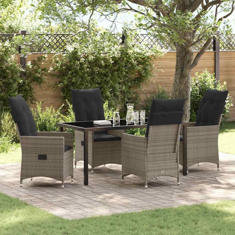 Ensemble de salle à manger pour jardin 5 pcs Gris polyrotin 563677563677