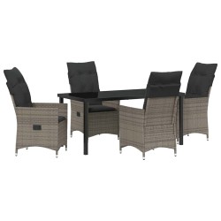 Ensemble de salle à manger pour jardin 5 pcs Gris polyrotin 563677563677