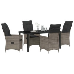 Ensemble de salle à manger pour jardin 5 pcs Gris polyrotin 563677563677