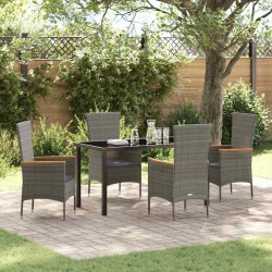 Ensemble de salle à manger pour jardin avec coussin 5 pcs Gris 563678563678