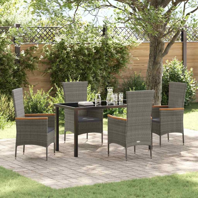 Ensemble de salle à manger pour jardin avec coussin 5 pcs Gris 563678563678