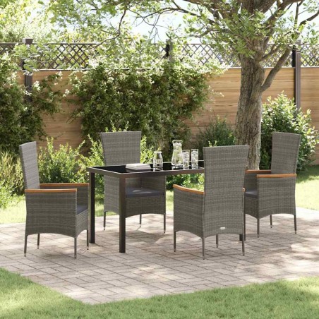 Ensemble de salle à manger pour jardin avec coussin 5 pcs Gris 563678563678