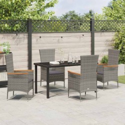 Ensemble de salle à manger pour jardin avec coussin 5 pcs Gris 563678563678