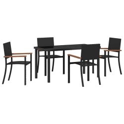 Ensemble de salle à manger pour jardin 5 pcs Noir 563679563679