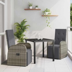 Ensemble de salle à manger pour jardin 3 pcs Gris polyrotin 563680563680