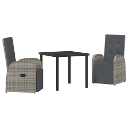 Ensemble de salle à manger pour jardin 3 pcs Gris polyrotin 563680563680