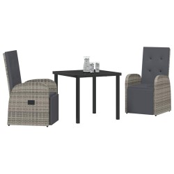 Ensemble de salle à manger pour jardin 3 pcs Gris polyrotin 563680563680