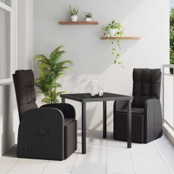 Ensemble de salle à manger pour jardin 3 pcs Noir polyrotin 563681563681