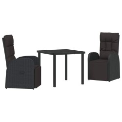 Ensemble de salle à manger pour jardin 3 pcs Noir polyrotin 563681563681