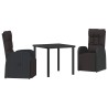 Ensemble de salle à manger pour jardin 3 pcs Noir polyrotin 563681563681