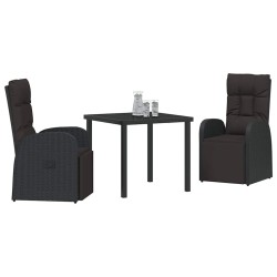 Ensemble de salle à manger pour jardin 3 pcs Noir polyrotin 563681563681