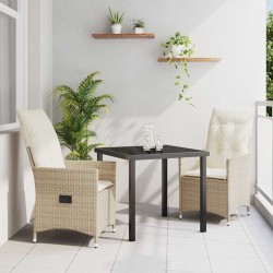 Ensemble de salle à manger pour jardin 3 pcs Beige polyrotin 563682563682