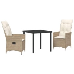 Ensemble de salle à manger pour jardin 3 pcs Beige polyrotin 563682563682