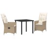 Ensemble de salle à manger pour jardin 3 pcs Beige polyrotin 563682563682