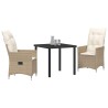 Ensemble de salle à manger pour jardin 3 pcs Beige polyrotin 563682563682