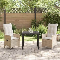 Ensemble de salle à manger pour jardin 3 pcs Beige polyrotin 563682563682