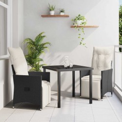 Ensemble de salle à manger pour jardin 3 pcs Noir polyrotin 563684563684