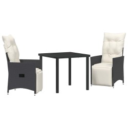 Ensemble de salle à manger pour jardin 3 pcs Noir polyrotin 563684563684
