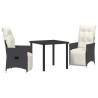 Ensemble de salle à manger pour jardin 3 pcs Noir polyrotin 563684563684
