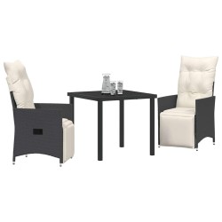 Ensemble de salle à manger pour jardin 3 pcs Noir polyrotin 563684563684