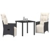 Ensemble de salle à manger pour jardin 3 pcs Noir polyrotin 563684563684