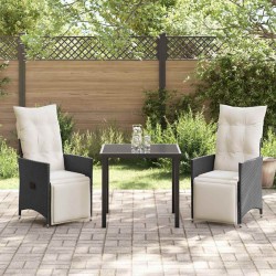 Ensemble de salle à manger pour jardin 3 pcs Noir polyrotin 563684563684