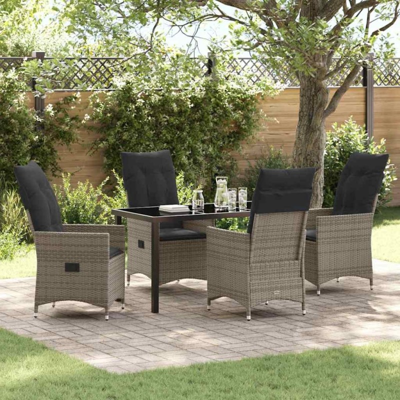 Ensemble de salle à manger pour jardin 5 pcs Gris polyrotin 563685563685