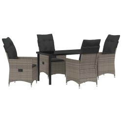 Ensemble de salle à manger pour jardin 5 pcs Gris polyrotin 563685563685