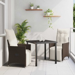 Ensemble de salle à manger pour jardin 3 pcs Marron polyrotin 563686563686