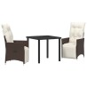 Ensemble de salle à manger pour jardin 3 pcs Marron polyrotin 563686563686