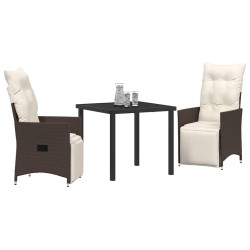 Ensemble de salle à manger pour jardin 3 pcs Marron polyrotin 563686563686
