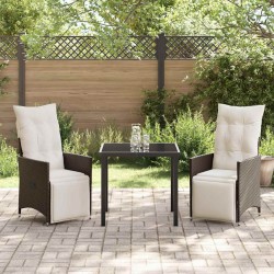 Ensemble de salle à manger pour jardin 3 pcs Marron polyrotin 563686563686