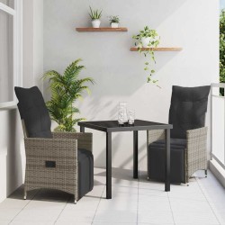 Ensemble de salle à manger pour jardin 3 pcs Gris polyrotin 563687563687