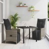 Ensemble de salle à manger pour jardin 3 pcs Gris polyrotin 563687563687