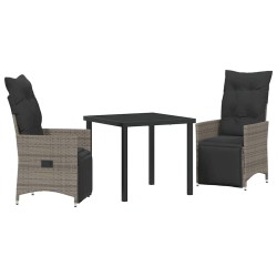 Ensemble de salle à manger pour jardin 3 pcs Gris polyrotin 563687563687