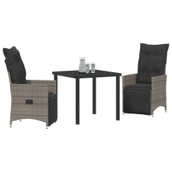 Ensemble de salle à manger pour jardin 3 pcs Gris polyrotin 563687563687