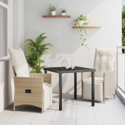 Ensemble de salle à manger pour jardin 3 pcs Beige polyrotin 563688563688