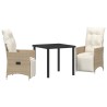 Ensemble de salle à manger pour jardin 3 pcs Beige polyrotin 563688563688