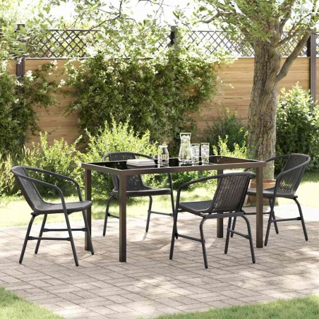 Ensemble de salle à manger pour jardin 5 pcs Noir 563689563689